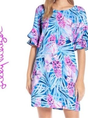 Lilly Pulitzer LULA Dress in Mr Peacock Blue Tweekhearts, Size M